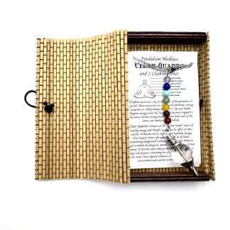 Pendulum Necklace-  Clear Quartz with Chakra Beads