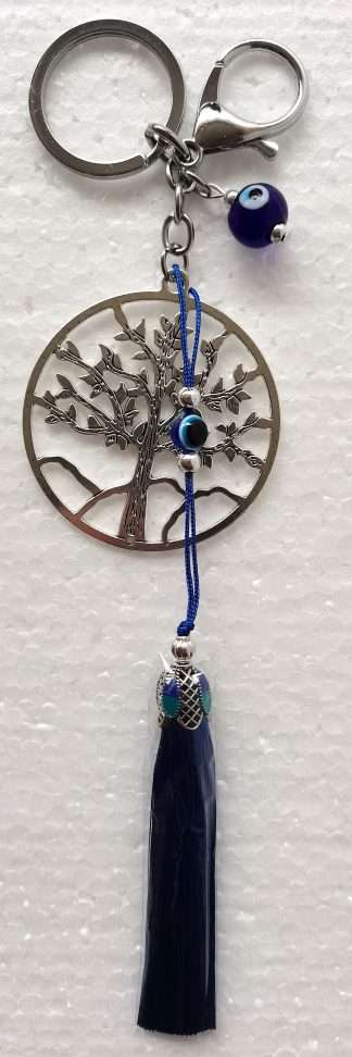 Tree of Life Keyring with Evil Eye