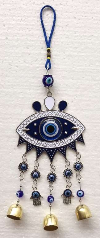 Evil Eye Hanging Ornament with Bells and Hamsa Hand
