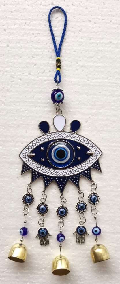 Evil Eye Hanging Ornament with Bells and Hamsa Hand