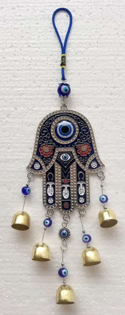 Hamsa Hanging Ornament with Bells and Evil Eye