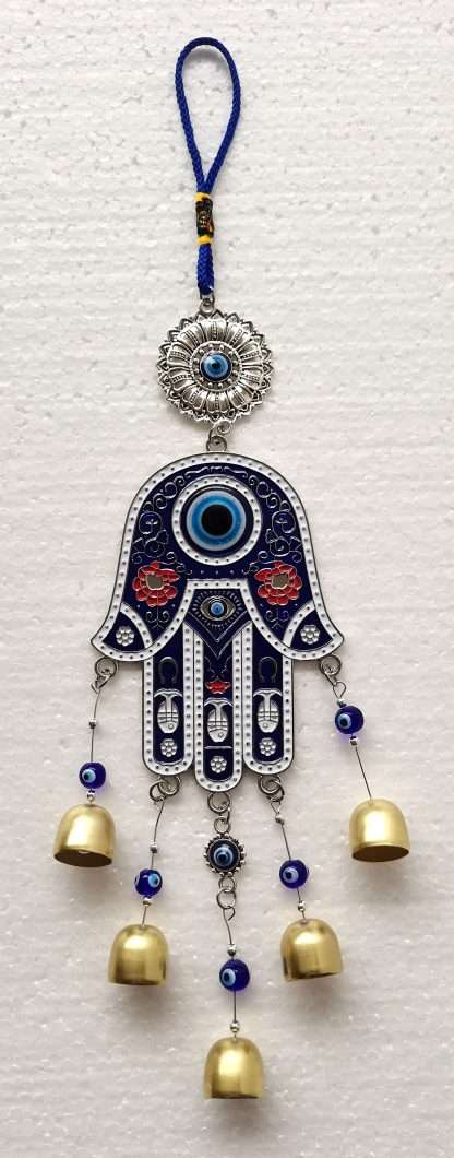 Hamsa Hanging Ornament with Bells and Evil Eye
