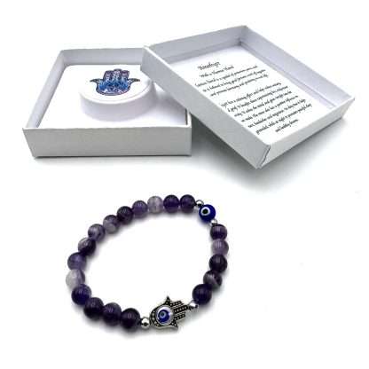 Hamsa Evil Eye Bracelet- Amethyst - Image 2