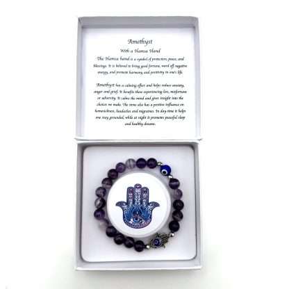 Hamsa Evil Eye Bracelet- Amethyst - Image 3