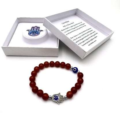 Hamsa Evil Eye Bracelet- Red Agate - Image 2