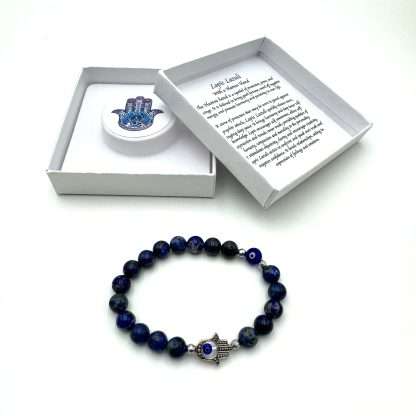 Hamsa Evil Eye Bracelet- Lapis Lazuli - Image 2