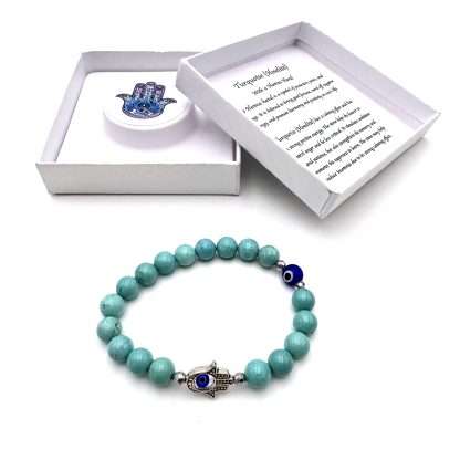 Hamsa Evil Eye Bracelet- Turquoise - Image 2