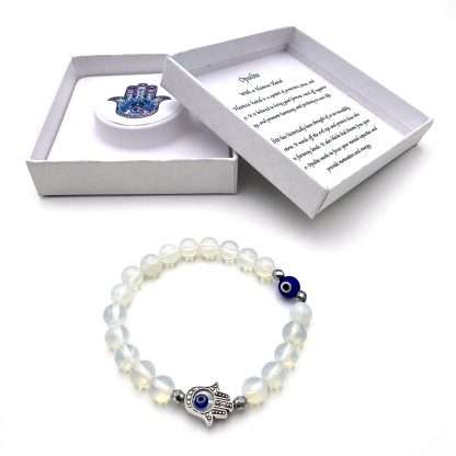 Hamsa Evil Eye Bracelet- Opalite - Image 2