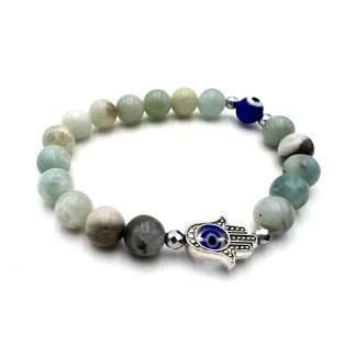Hamsa Evil Eye Bracelet- Amazonite