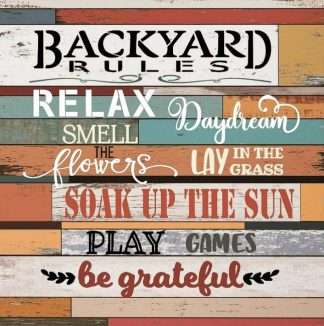 Wall Art on MDF Backyard Rules 40x40cm