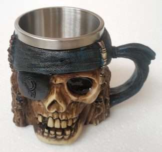 Decorative Skull Pirate Black Bandana Tankard