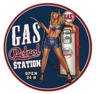 Metal Wall Art Petrol Station - Dia 40cm