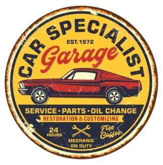 Metal Wall Art Garage - Dia 40cm