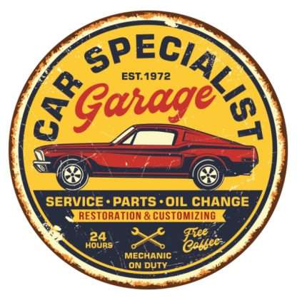 Metal Wall Art Garage - Dia 40cm