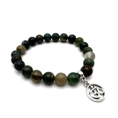Indian Agate Bracelet with Ohm Charm - Image 2