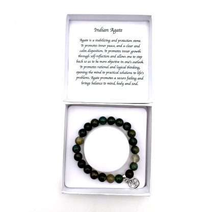 Indian Agate Bracelet with Ohm Charm - Image 3