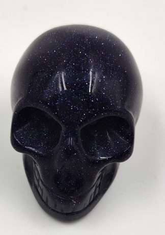 Gemstone Skull  Blue Goldstone Large