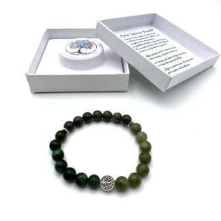 Triple Power Balance Bracelet Tree of Life - Nephrite Jade- Zoisite-Green Tiger Eye