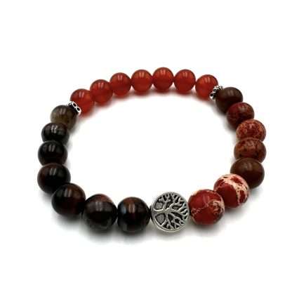 Triple Power Balance Bracelet Tree of Life -Red King Turquoise-Red Carnelian-Red Tiger Eye - Image 2