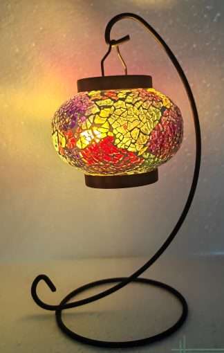 Turkish Mosaic Hanging T Light Holder with LED Candles