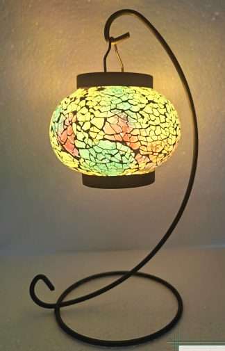 Turkish Mosaic Hanging T Light Holder with LED Candles