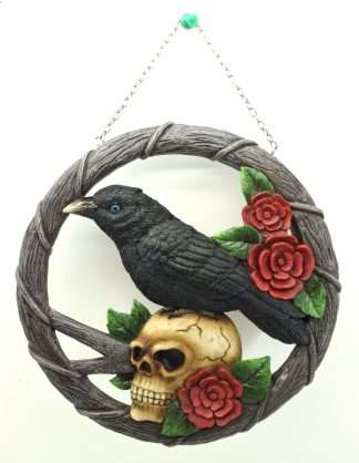 Raven and Skull Wall Hanging Resin