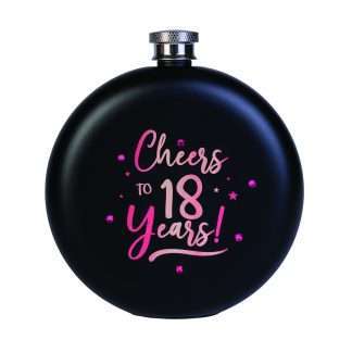 Rose Gold Happy 18th Birthday Round Flask