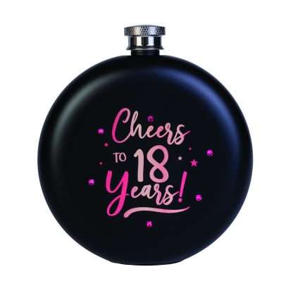 Rose Gold Happy 18th Birthday Round Flask