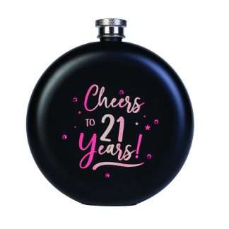 Rose Gold Happy 21st Birthday Round Flask