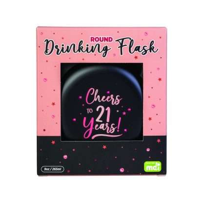 Rose Gold Happy 21st Birthday Round Flask - Image 3