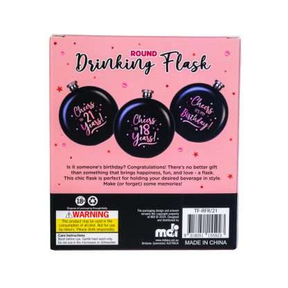 Rose Gold Happy 21st Birthday Round Flask - Image 4
