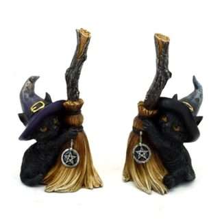 Witches Black Cat with Broomstick