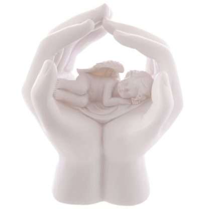 Sleeping Cherub in Hands with LED - Image 2