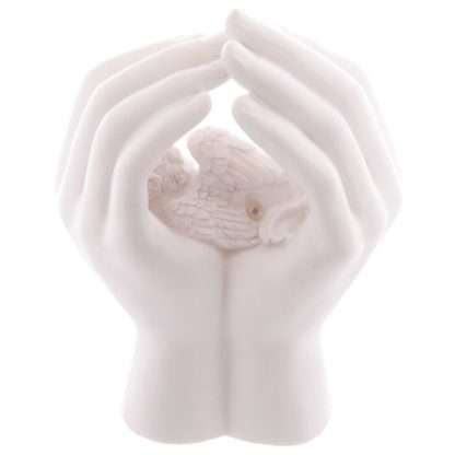 Sleeping Cherub in Hands with LED - Image 4