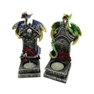 Blue & Green Dragons on Graves Tea Light Holder