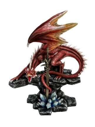 Fire Dragon with Sword Guarding Crystals
