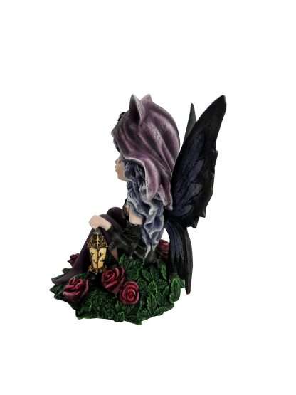 Goth Fairy Holding Lantern with Black Cat, Skulls & Roses - Image 2