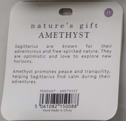 Natures Gift Jewelry Zodiac Pendant Amethyst- Sagittarius - Image 5