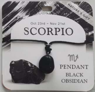 Natures Gift Jewelry Zodiac Pendant Black Obsidian- Scorpio