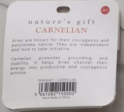Natures Gift Jewelry Zodiac Pendant Carnelian- Aries - Image 5