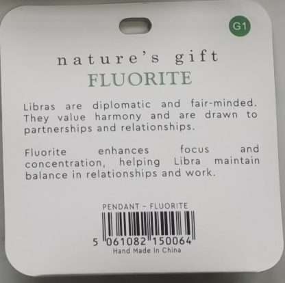 Natures Gift Jewelry Zodiac Pendant Fluorite- Libra - Image 5