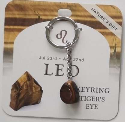 Natures Gift Jewelry Zodiac Keyring Gold Tigereye- Leo
