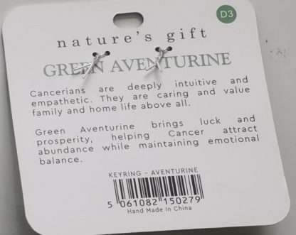 Natures Gift Jewelry Zodiac Keyring Green Aventurine- Cancer - Image 5