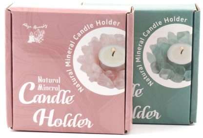Crystal Gemstone Candle Holders- Blue Calcite, Green Aventurine, Rose Quartz, Amethyst - Image 2