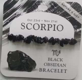 Natures Gift Jewelry Zodiac Gem-Chip Bracelet Obsidian- Scorpio