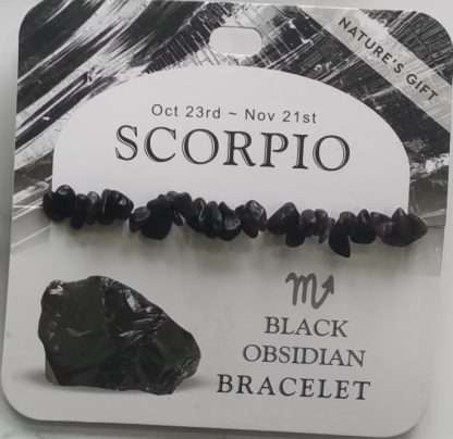 Natures Gift Jewelry Zodiac Gem-Chip Bracelet Obsidian- Scorpio