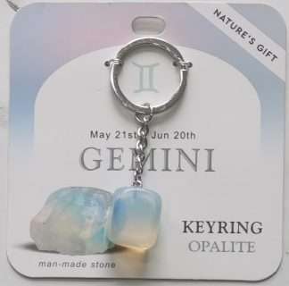 Natures Gift Jewelry Zodiac Keyring Opalite- Gemini