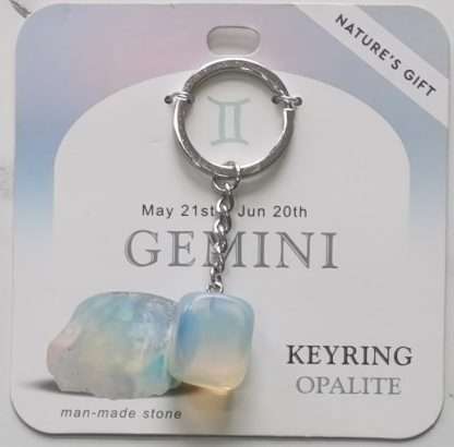 Natures Gift Jewelry Zodiac Keyring Opalite- Gemini