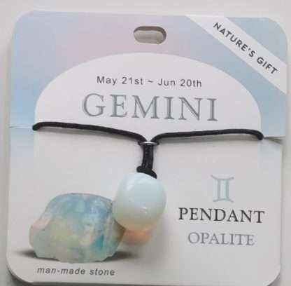 Natures Gift Jewelry Zodiac Pendant Opalite- Gemini