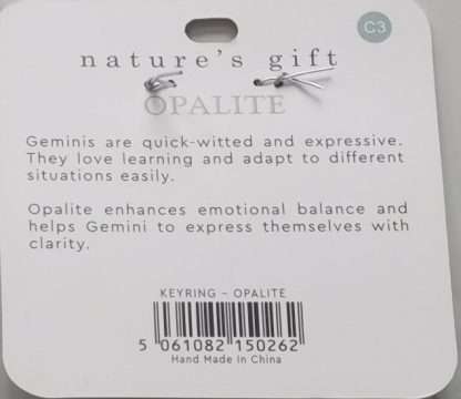 Natures Gift Jewelry Zodiac Keyring Opalite- Gemini - Image 5